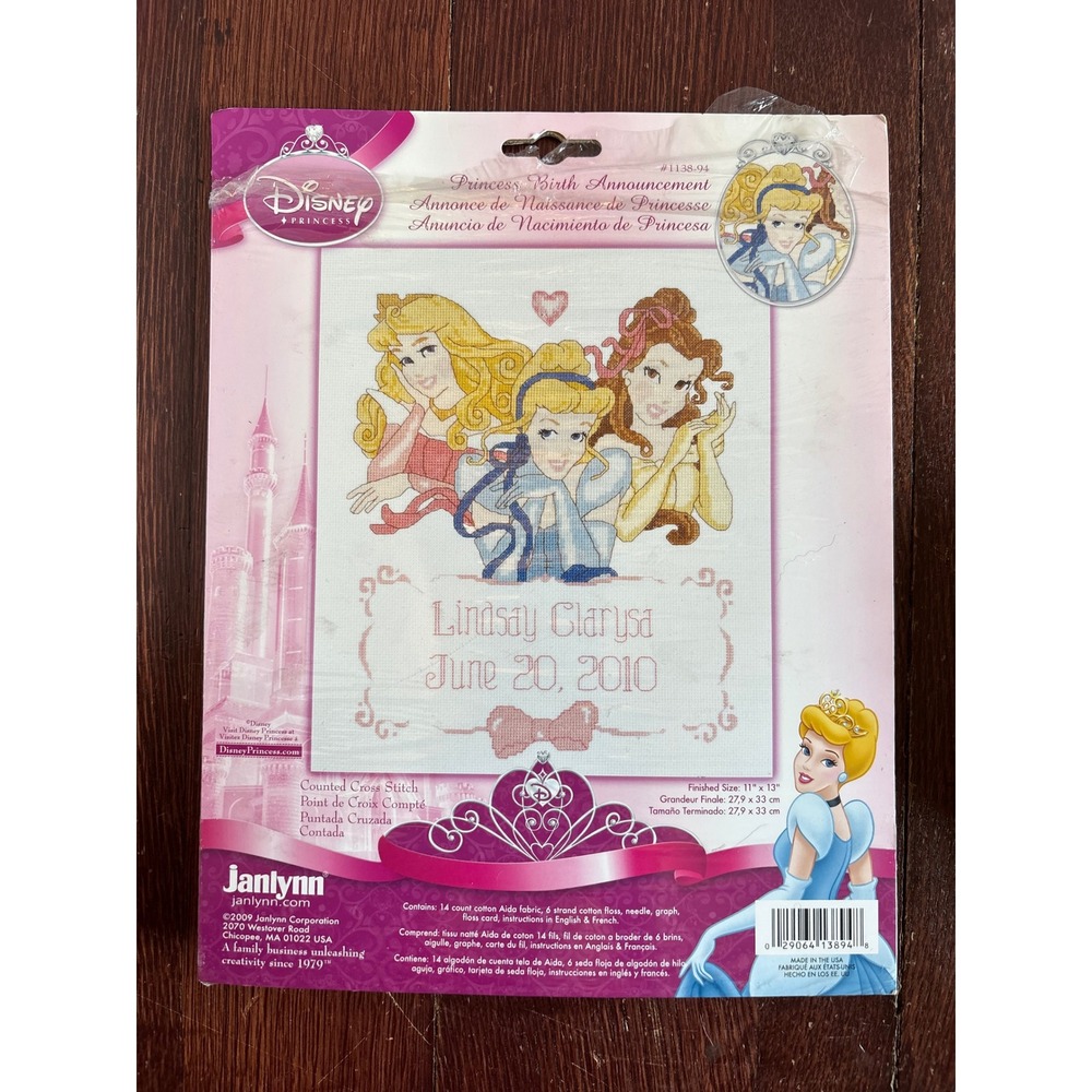 Janlynn Disney Princess Birth Announcement Counted Cross Stitch Kit 1138-94 2009